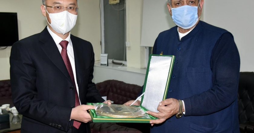 The Chinese Ambassador to Pakistan, Nong Rong called on to Syed Fakhar Imam, the Federal Minister for National Food Security and Research in the minister’s office today