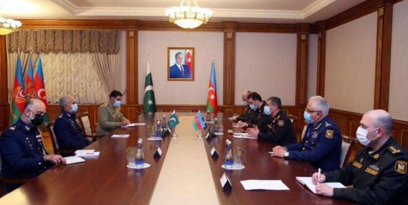 Air Chief Marshal Mujahid Anwar Khan, Chief of the Air Staff, Pakistan Air Force called on Lt Gen Ramiz Tahirov, Commander Azerbijan Air Force, today.