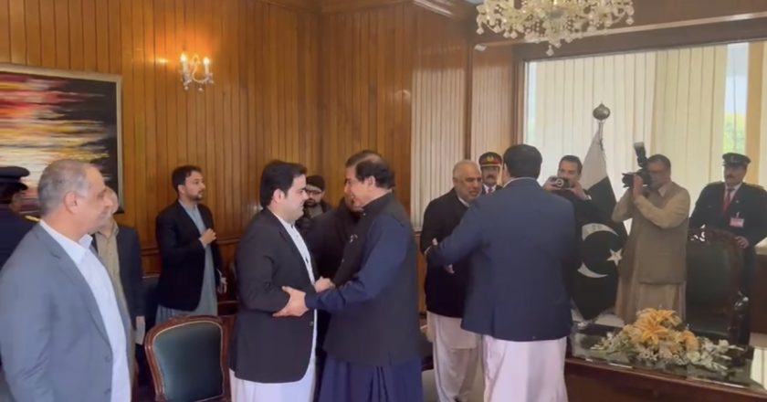 A delegation of Pakistan Tehreek-e-Insaf (PTI) arrived to meet Speaker National Assembly Raja Pervaiz Ashraf
