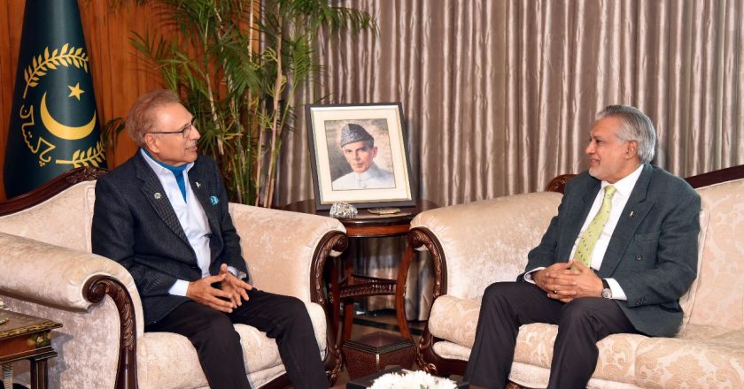 Minister for Finance, Senator Muhammad Ishaq Dar, calls on President Dr Arif Alvi