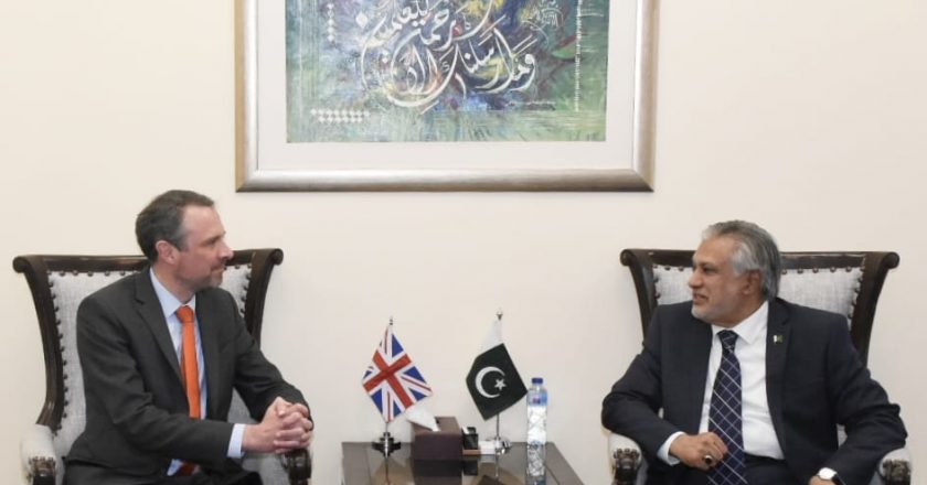 H.E Mr. Andrew Dalgleish, British Acting High Commissioner called on Federal Minister for Finance and Revenue Senator Mohammad Ishaq Dar
