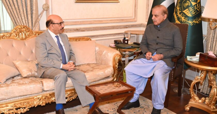 Pakistan’s Ambassador to the US Sardar Masood Khan calls on Prime Minister Muhammad Shehbaz Sharif