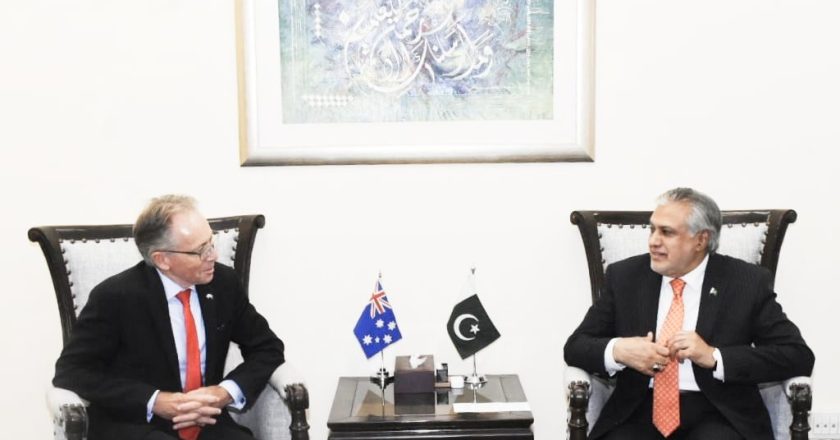 H.E Mr. Neil Hawkins, High Commissioner of Australia, called on Federal Minister for Finance and Revenue Senator Mohammad Ishaq Dar at Finance Division