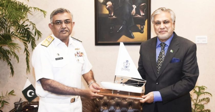 Vice Admiral Naveed Ashraf, Vice Chief of Naval Staff called on Federal Minister for Finance and Revenue Senator Mohammad Ishaq Dar