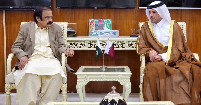 Ambassador of Qatar Sheikh Saud bin Abdul Rahman Al Thani met with Federal Interior Minister Rana Sanaullah