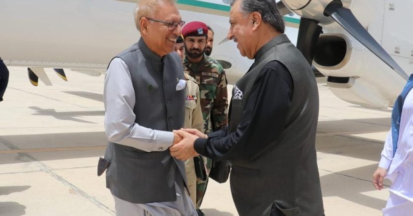 President Dr Arif Alvi arrived in Quetta to hold meetings with the provincial administration and attend other events