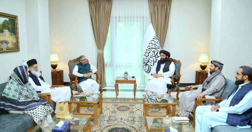 A delegation headed by Mr. Sohail Mahmood, the head of the Institute of Strategic Studies of Pakistan met with Moulavi Amir Khan Muttaghi