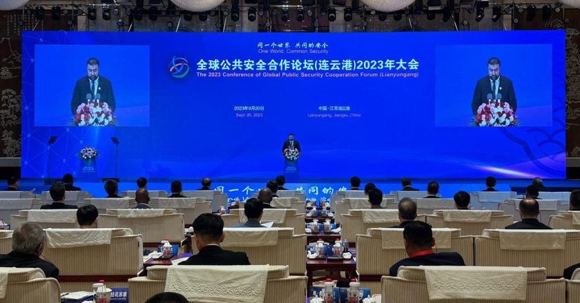 Federal Minister for Interior Mr. Sarfraz Ahmed Bugti at opening session of the Global Public Security Cooperation Forum in Liayugang in China