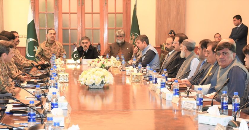 Caretaker Minister, Anwaar-ul-Haq Kakar along with Chief of Army Staff (COAS) visited Quetta today