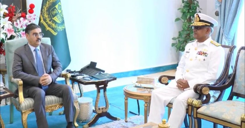 Newly appointed Chief of Naval Staff meeting with Caretaker Prime Minister