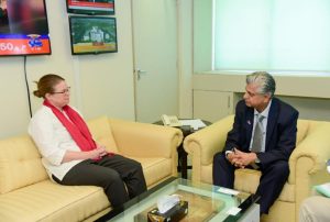 Meeting of the Political Consul of the British High Commission Miss Zoe Ware with the Caretaker Federal Minister of Information Murtaza Solangi