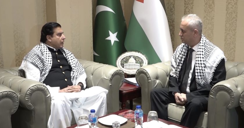 Speaker National Assembly Raja Pervez Ashraf visits Palestine Embassy in Islamabad