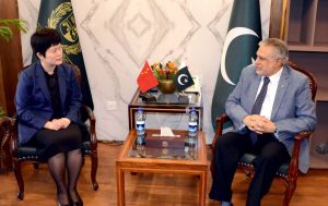 CHARGE D’AFFAIRES, EMBASSY OF THE PEOPLE’S REPUBLIC OF CHINA, H.E. PANG CHUNXUE CALLED ON THE LEADER OF THE HOUSE, SENATOR MOHAMMAD ISHAQ DAR, AT PARLIAMENT HOUSE