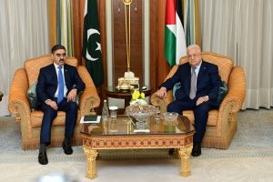 Caretaker Prime Minister meets Palestinian President in Riyadh, Saudi Arabia