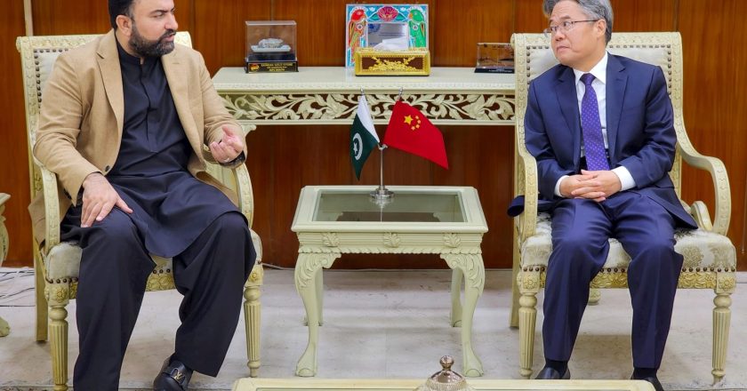 Chinese Ambassador Jiang Zhaidong met with Caretaker Interior Minister Sarfraz Ahmed Bugti