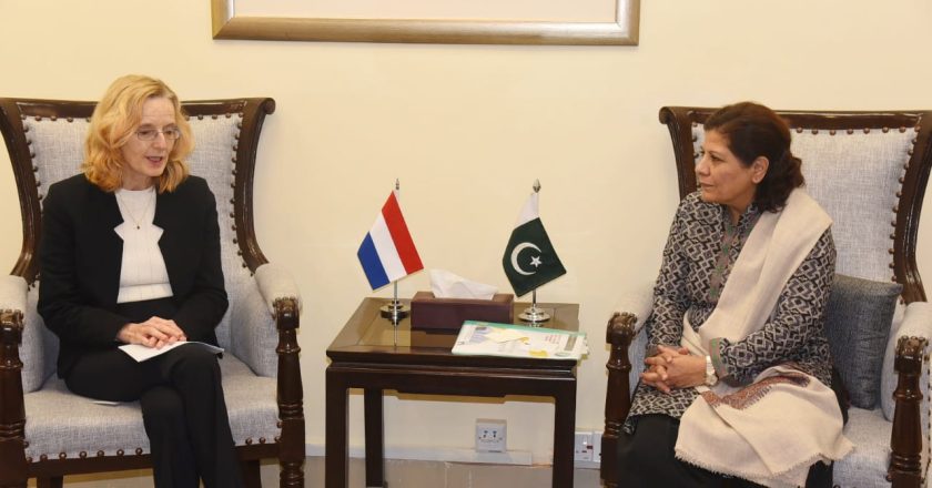 Ambassador of Netherlands, H.E. Mrs. Henny De Vries, called on Caretaker Federal Minister for Finance, Revenue & Economic Affairs Dr. Shamshad Akhtar