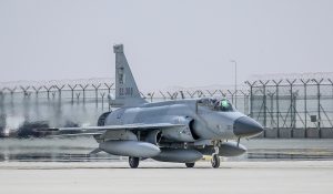 PAKISTAN AIR FORCE'S JF-17 THUNDER BLOCK 3 FIGHTER JET AND SUPER MUSHSHAK AIRCRAFT PARTICIPATING IN DUBAI AIRSHOW 2023