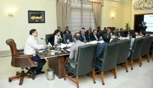 Inter-ministerial review meeting regarding the 28th United Nations Conference of Parties COP28 chaired by caretaker Prime Minister Anwar ul Haq Kakar