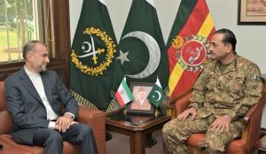 Foreign Minister of Iran, HE Amir Abdollahian called on General Syed Asim Munir, NI (M) COAS, at GHQ