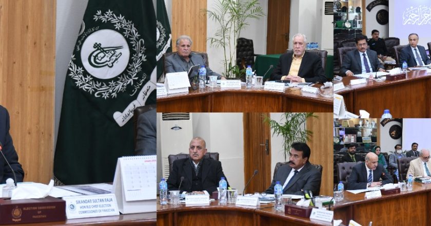 Chief Election Commissioner, Mr. Sikandar Sultan Raja, presiding over a meeting on General Elections at ECP Secretariat