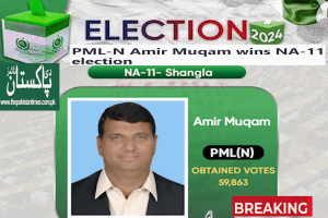 Pakistan Muslim League-Nawaz (PML-N) candidate Amir Muqam won the election from NA-11 National Assembly constituency, Shangla, with 59,863 votes. According to unofficial results released by the Returning Officer/ECP, the runner-up was independent candidate, Syed Fareen, who polled with 54,311 votes.

Participation rate remains at 32.61%.
The Pakistan Times
www.thepakistantimes.com.pk