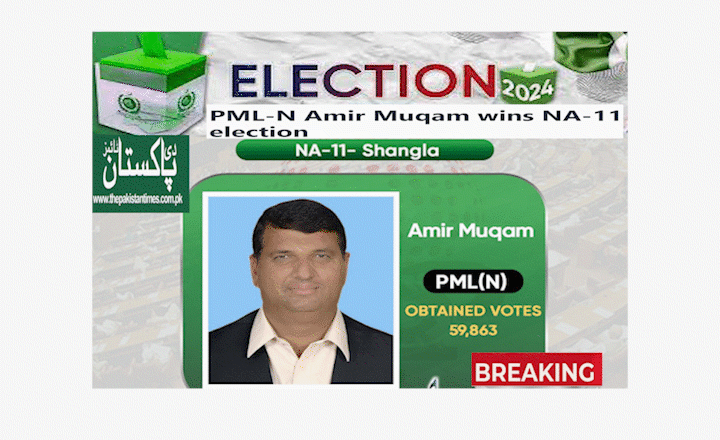 PML-N candidate Amir Muqam won the election from NA-11 Shangla