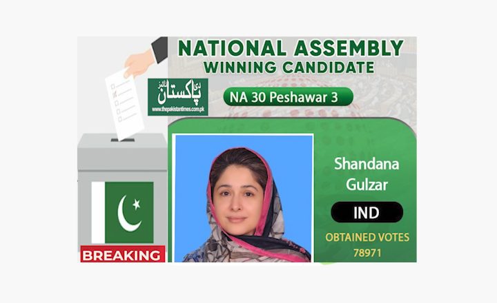 Independent candidate Shandana Gulzar Khan won from NA-30 Peshawar-III