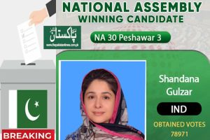  Independent candidate Shandana Gulzar Khan won the Assembly elections from NA-30 Peshawar-III with 78,971 votes. According to the unofficial result of the Returning Officer/ECP, his second place was Nasir Khan of JUI-P who got 20,950 votes. The general voter turnout remained at 33.8%. The Pakistan Times