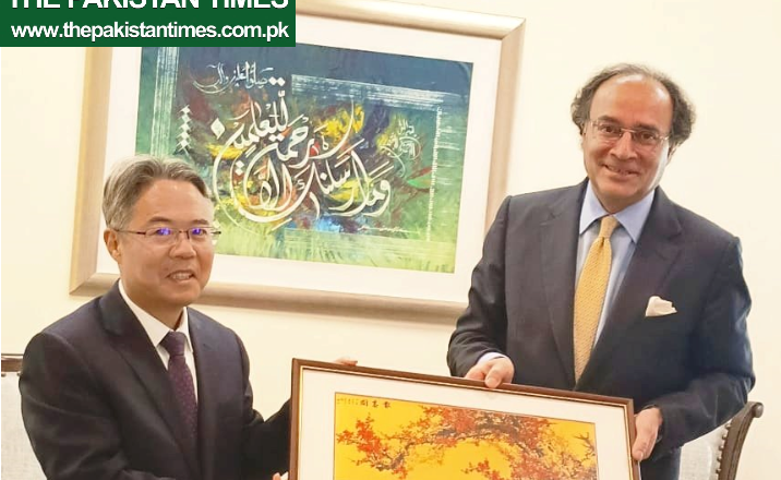 H.E. Mr. Jiang Zaidong, the Chinese ambassador to Pakistan, meets Mr. Muhammad Aurangzeb, the minister of finance and revenue