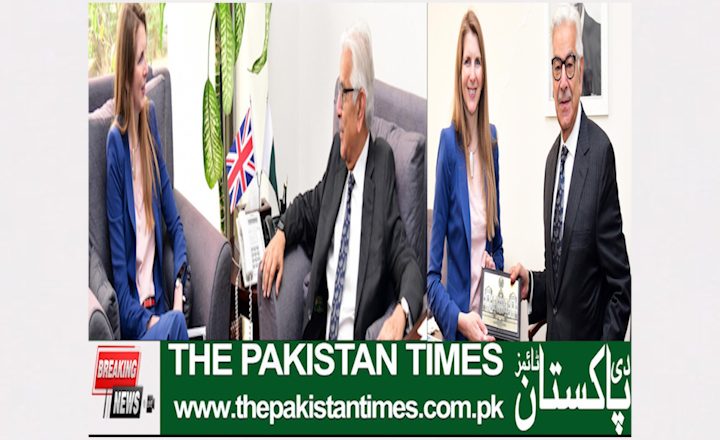 Jane Marriott British High Commissioner meet with the Pakistan Defense Minister Khawaja Muhammad Asif