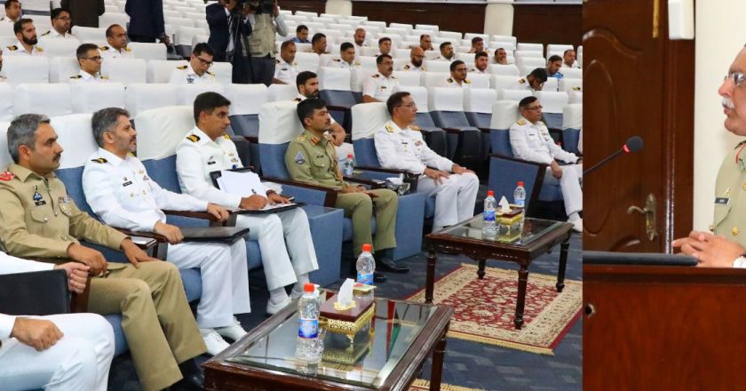 Chairman Joint Chiefs of Staff Committee General Sahir Shamshad Mirza, addressed the participants of 53rd PN Staff Course at Pakistan Navy War College