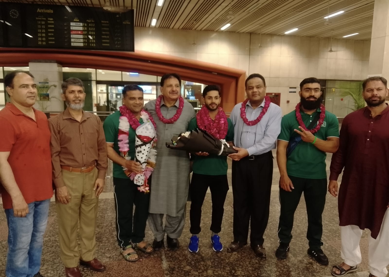 Col Dr Hafiz Zafar İqbal (Member İnterim Committee of Pakistan Weightlifting Federation), Mr Sajid  (Director PSB Coaching Centre Lahore), Zubair Yousaf Butt (President Punjab Weightlifting Association), Professor Khizar Hayat (İnternational Coach), Tariq Azam (İnternational Player) warmaly  received weightlifter Haidar Sultan (who won the first ever gold medal at the  BRİCS Games Kazan, Russia) along with Daniyal Aftab (who secured 4th position) and his coach Shujauddin Malik (Commonwealth Games Gold Medalist and record holder) at the Allama İqbal İnternational Airport Lahore on night 18 June 2024 after their return home.
The Pakistan Times
