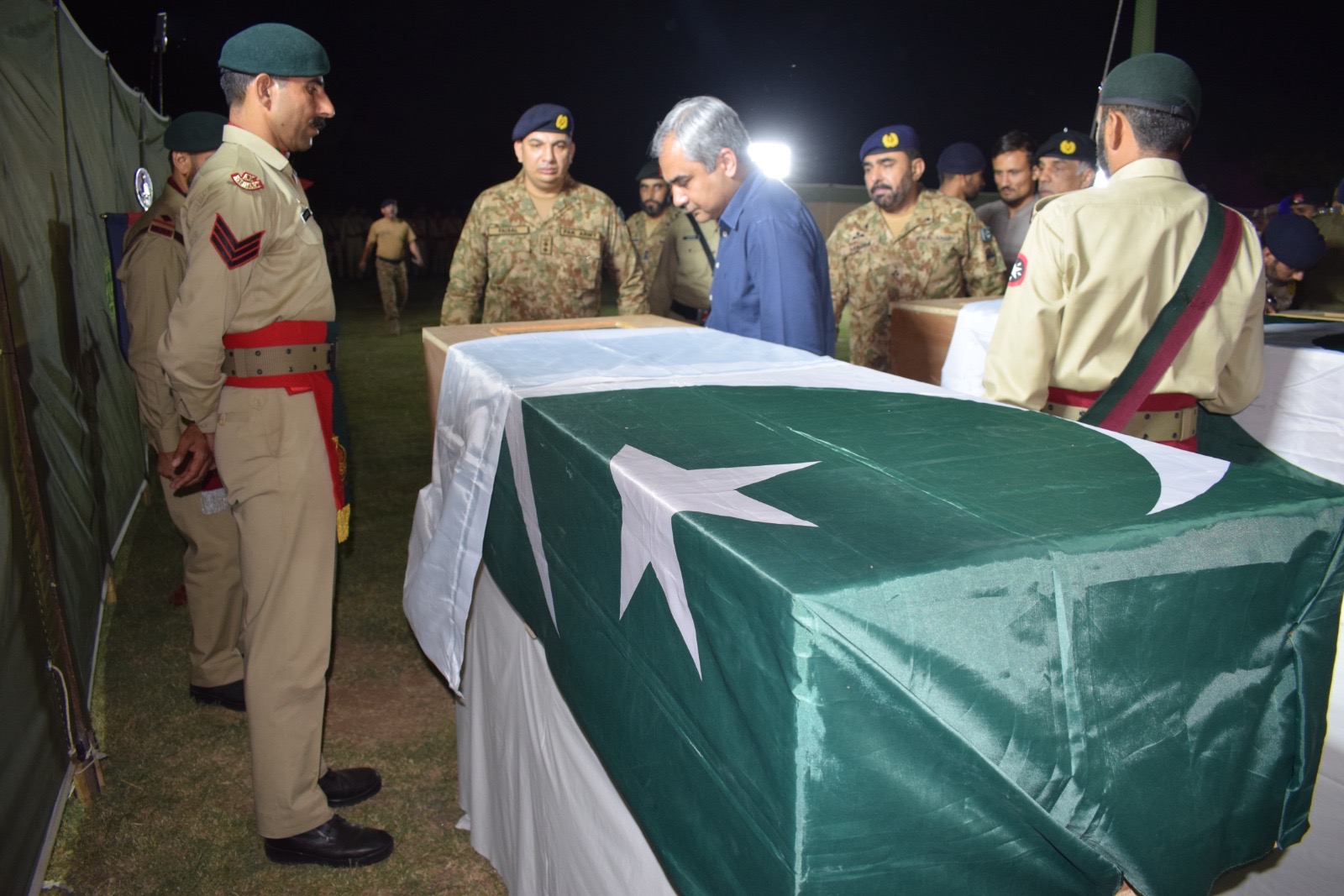 Federal Minister for Interior and Anti-Norcotics Mohsin Naqvi Attends Nimaz-e-Janaza of ANF Martyrs in Jhelum Cantt The Pakistan times 