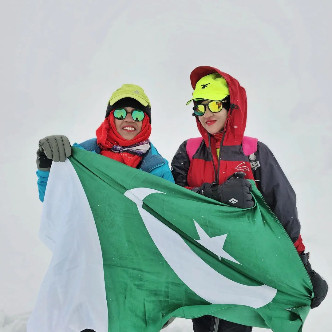 1st Pakistani Women to Summit West Muztagh La. (5750 metre)
Ammara Sharif & Sana Jamil

12 Days Trek, full of snowy days, surviving in -20 degrees with rough weather.

The Muztagh Pass is a mountain pass across the Baltoro Muztagh subrange within the Karakoram, which includes K2, the world's second highest mountain. The route across the Muztagh Pass is the shortest route from Yarkand to Skardu on the upper Indus River in Baltistan.
The pakistan times
