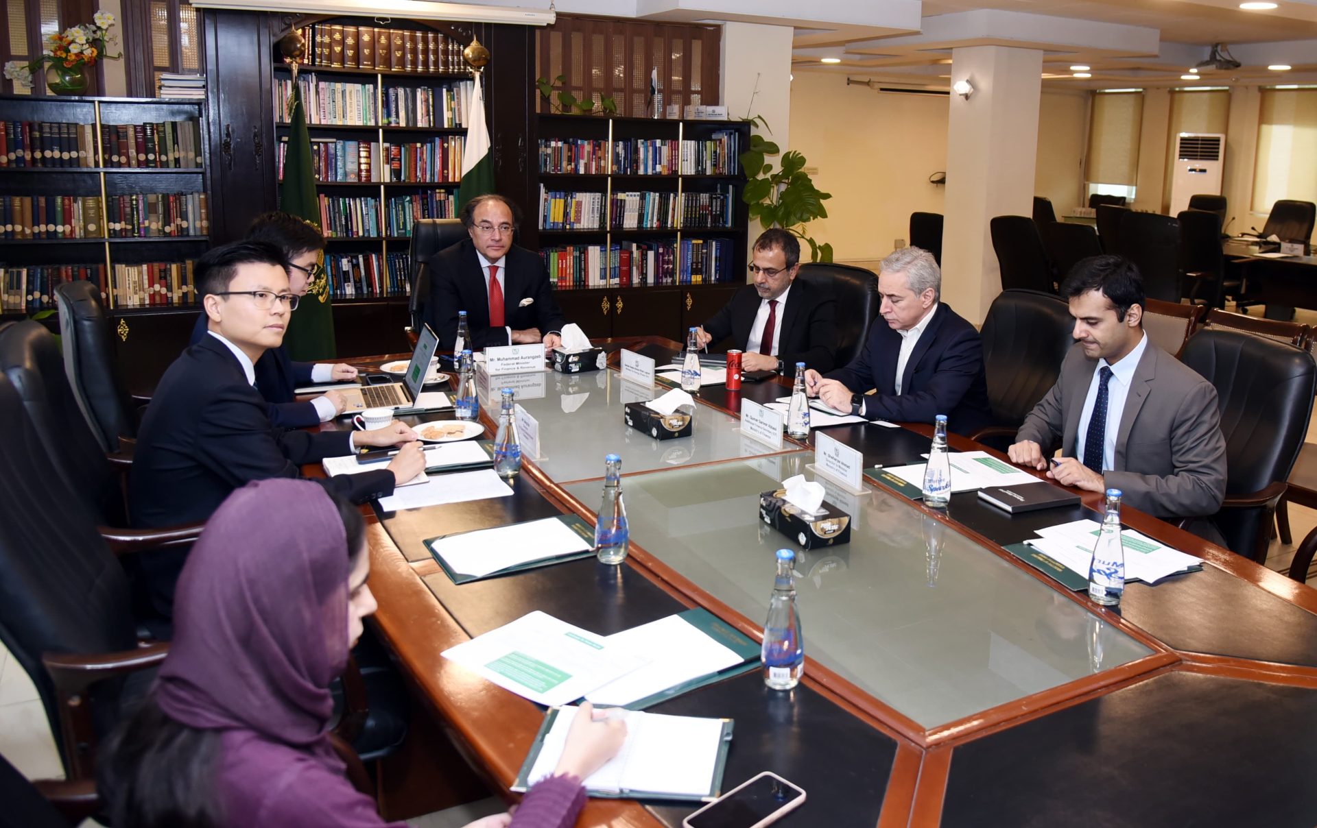 Federal Minister for Finance & Revenue Muhammad Aurangzeb meets with the Delegation of Port Qasim Electric Power Company (PQEPC)