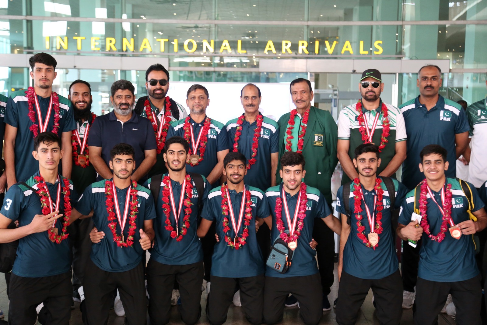 Pakistan U18 Volleyball Team Arrives in Islamabad After Winning Bronze Medal in the 15th Asian Men’s U18 Volleyball Championship  

Islamabad, 6th August 2024  

The Pakistan U18 Volleyball Team returned home today after an outstanding performance in the 15th Asian Men’s U18 Volleyball Championship, held from 28th July to 4th August 2024. The team, who secured the Bronze Medal, was warmly received at Islamabad International Airport by Ch Muhammad Akram, Secretary of the Islamabad Volleyball Association, Ehsas Iqbal, Assistant Coach of the Pakistan Volleyball Team, and Rana Waseem, Assistant Coach of the Pakistan Women's Team.

Following their arrival, the team and officials had a meeting with the Director General of the Pakistan Sports Board (PSB). The DG PSB praised the players for their remarkable achievement at the international level, acknowledging the dedication and hard work that led to their success. He emphasized the importance of their accomplishment in elevating Pakistan's status in the international volleyball arena and encouraged them to continue striving for excellence in future competitions.

The team's performance in the championship was particularly noteworthy, as they emerged victorious against Japan in the battle for third place, securing a decisive 3-0 victory with set points of 25-13, 25-21, and 25-17. This victory not only earned them the Bronze Medal but also qualified them for the upcoming World Championship, marking a significant milestone for Pakistani volleyball.

The Pakistan Volleyball Federation (PVF) expressed its pride in the team's achievement and gratitude to everyone who supported and contributed to the team's success. Special recognition was given to the coaching staff, particularly Saeed Ahmed Khan, Head Coach of the Pakistan U18 team, for their strategic guidance and support. Additionally, the PVF acknowledged the tireless efforts of its Chairman, Ch Muhammad Yaqoob, who has been instrumental in promoting volleyball in the region.

This triumphant return marks a momentous occasion for the players, coaches, and supporters of volleyball in Pakistan. The entire nation joins in celebrating this significant achievement and looks forward to even greater accomplishments in the future.
The Pakistan Times
Pakistan Times
