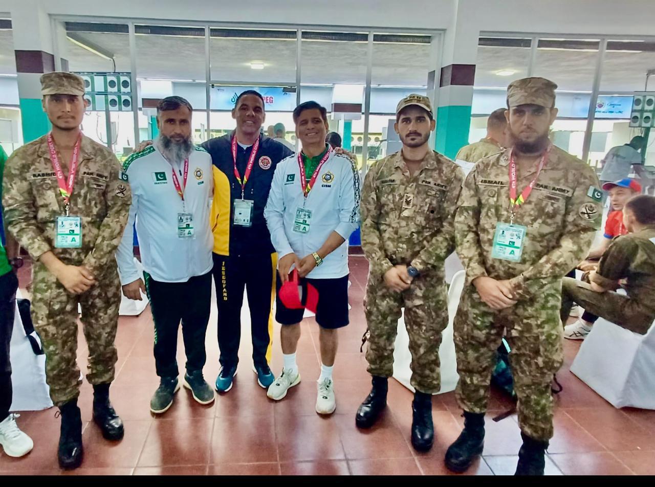 *ISPR* *Rawalpindi, 23 August, 2024:* The 4th CISM (International Military Sports Council) World Military Cadet Games are being conducted in Caracas, Venezuela from 16-22 August 2024. Pakistan Armed Forces contingent is participating in Track, Field and shooting events only. CISM Pakistan Armed Forces tri services team has *won five medals* in the event; *Gold Medal in 400m race* and *Silver Medal in 200m race* by Chief Warrant Officer Mueed Bloch, Pakistan Air Force and ⁠*Bronze Medal in 5000m race* and *Silver Medal in 10000m race* by Sep Muhammad Akhtar, Pakistan Army. In 25 Meter pistol shooting rapid team events category, Nk Qasim Bilal, Sepoy Ismail Khan and Sepoy Muhammad Rashid of Pakistan Army *won Silver Medal*. Chairman Joint Chiefs of Staff Committee and all Services Chiefs have conveyed their heart felt congratulation to the team on their remarkable performance. THE PAKISTAN TIMES PAKISTAN TIMES 