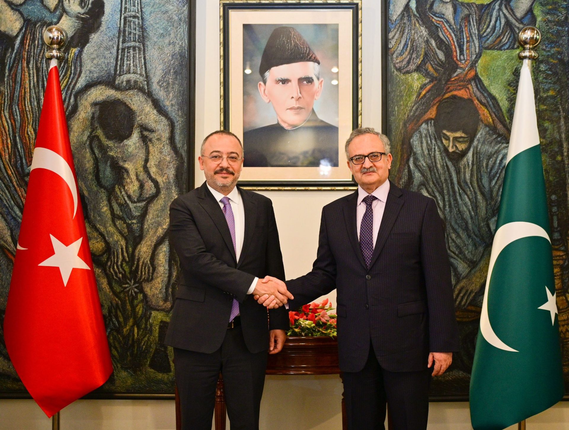 The 7th session of Pakistan-Türkiye Bilateral Political Consultations (BPC) was held today in Islamabad. 

Foreign Secretary Muhammad Syrus Sajjad Qazi and the Deputy Minister of Foreign Affairs of the Republic of Türkiye, Nuh Yilmaz, led their respective sides.

The two sides comprehensively reviewed all aspects of bilateral cooperation between Pakistan and Türkiye including political relations, trade and investment, energy, security and defence, information technology, culture and tourism, education, and consular matters. Pakistan-Türkiye cooperation at multilateral and regional fora was also discussed.

The two sides agreed to further elevate bilateral trade volume and to enhance investment cooperation. The two sides will pursue full and effective operationalization of existing agreements; early conclusion of agreements under discussion; and upgrade the Pakistan-Türkiye Strategic Economic Framework (SEF). 

Noting the importance of High-Level Strategic Cooperation Council (HLSCC), the two sides also decided on early holding of its 7th session in Islamabad.
The PAkistan Times
#pakistantimes