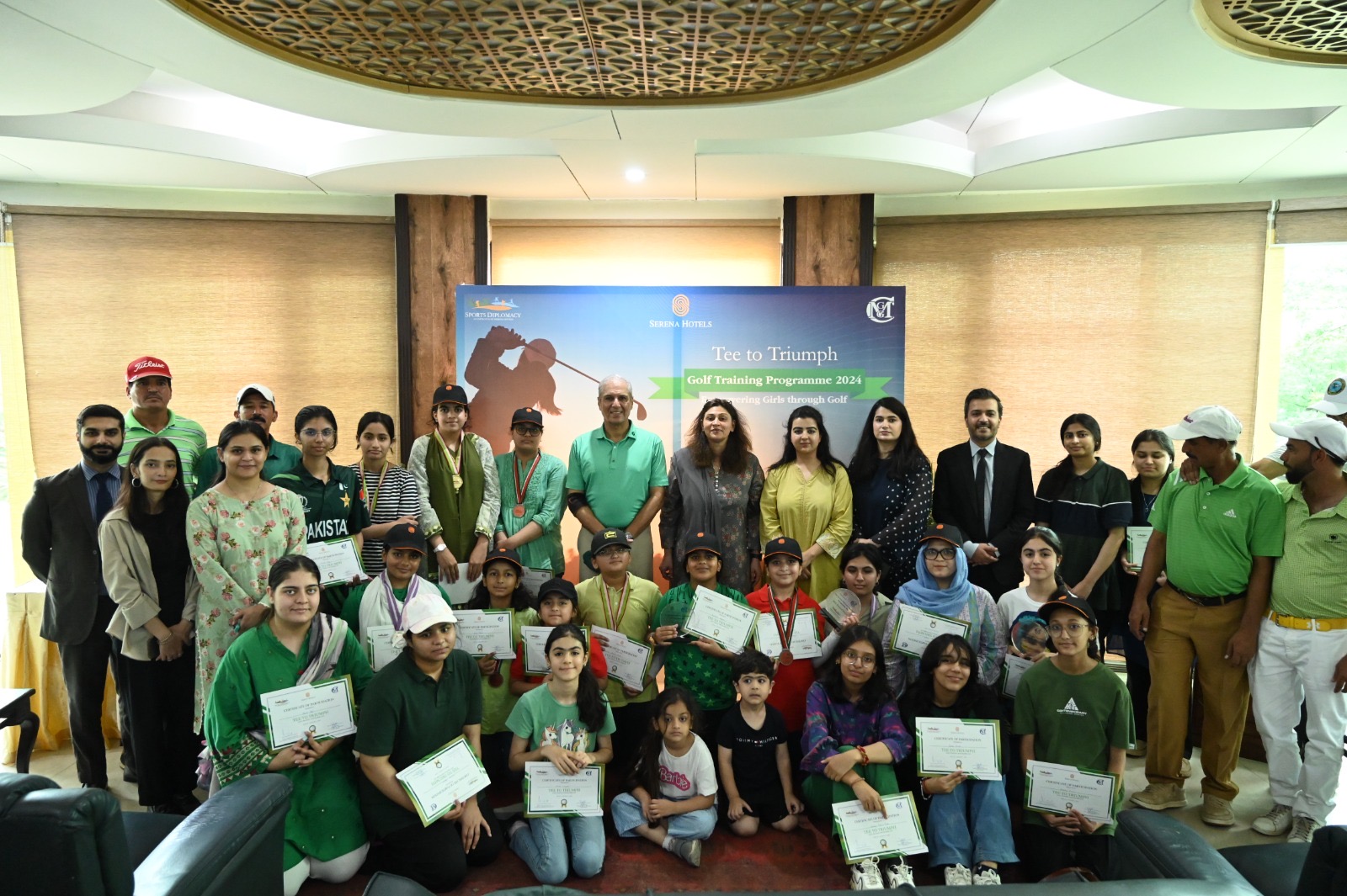 Serena Hotels Organised Tee to Triumph Golf Training Programme for Young Girls Islamabad, [1 August, 2024] – Serena Hotels, in collaboration with Margalla Greens Golf Club, is pleased to announce the successful completion of the Tee to Triumph Golf Training Programme, which took place from 22 July to 1 August 2024. This esteemed initiative, aimed at nurturing young female talent, saw the participation of 25 girls aged between 7 and 18. Throughout the programme, the participants benefitted from comprehensive training led by experienced golf coaches, who provided expert instruction on both the fundamental and advanced aspects of the game. The sessions were designed to enhance the girls' skills, build confidence, and promote teamwork. The event was honoured by the presence of Ayesha Fauzan, a distinguished golfer and a source of inspiration for aspiring young golfers. As the guest of honour, Ms Fauzan’s participation added a significant motivational boost to the programme, encouraging the young players to pursue their golfing dreams with dedication and enthusiasm. The Tee to Triumph programme culminated in a special closing ceremony where the girls were recognised for their achievements. Medals were awarded in various categories, celebrating the remarkable progress and skill development showcased by the participants. The final day of the programme provided an opportunity for the girls to demonstrate their newly acquired abilities and receive accolades for their hard work and commitment. Serena Hotels and Margalla Greens Golf Club extend their sincere congratulations to all the participants and express their gratitude to Ayesha Fauzan for her invaluable support. This collaboration highlights a shared commitment to fostering young talent and advancing the sport of golf among young women. The Pakistan Times Pakistan Times 