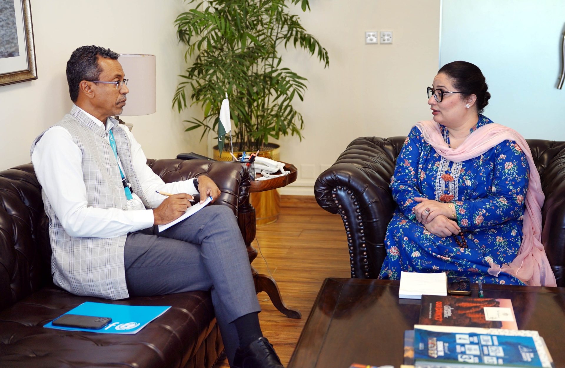 Press Release *Unicef-Pakistan, climate ministry to work jointly to build up climate resilience among children* ISLAMABAD: Representative of the United Nations Children's Fund (UNICEF) in Pakistan, Abdullah A. Fadil called on Coordinator to Prime Minister on Climate Change Romina Khurshid Alam here on Wednesday to discuss boosting collaboration in protecting children from adverse impacts of climate change. During the meeting held here on Wednesday, both sides pledged to work closely to protect children from devastating consequences of climate change-caused disasters, particularly floods and diseases, spokesperson of the Climate Change & Environmental Coordination Ministry Muhammad Saleem said The ministry official said further that PM’s climate aide Romina Khurshid highlighted during the meeting with Unicef country representative in Pakistan that the children of Pakistan are increasingly vulnerable to the impacts of climate change, as extreme weather events such as floods, heat waves, droughts, glacial lake outburst floods and shifting rainfall patterns threaten their health, education, and overall well-being. During the meeting, Romina Khurshid highlighted that as the world grapples with the intensifying climate risks, children in Pakistan are emerging as one of the most vulnerable groups and facing severe implications of various climate change-caused disasters, particularly floods, heat waves, the spokesperson Mr. Saleem added. “What we have learned from recent climate change-caused disasters in Pakistan, is that the country, already one of the most climate-affected countries globally, is experiencing intensified impacts including extreme heat waves, flooding and shifting weather patterns. These climate disruptions are disproportionately affecting children, who are particularly sensitive to environmental changes due to their developing bodies and lower adaptive capacity,” remarked Ms. Alam. The ministry official also said that during the meeting it was highlighted that addressing the climate vulnerability among children is not possible without targeted interventions particularly in health, education, water and sanitation sections, to protect future of the younger generation. Suggesting sectoral interventions, the PM’s climate aide said that investing in healthcare infrastructure and services to address climate-induced health challenges, with a focus on maternal and child health for strengthening overall health systems; building resilient educational facilities and implementing strategies to ensure that children’s education is not disrupted by climate events so as to ensuring educational ccontinuity; supporting mental health by providing mental health services and psychosocial support to children affected by climate-related stress and trauma and; lastly building resilience of vulnerable communities by prioritising climate adaptation efforts in rural and low-income areas to protect the most at-risk children are inevitable policy measures that are needed for overall protection of the children under 15 from exacerbating impacts of climate change. The Unicef’s country representative assured the PM's climate aide Romina Khurshid Alam of his organisation’s all-out technical and non-technical support to the government’s efforts being taken for tackling climate vulnerability among children. The pakistan Times Pakistan Times