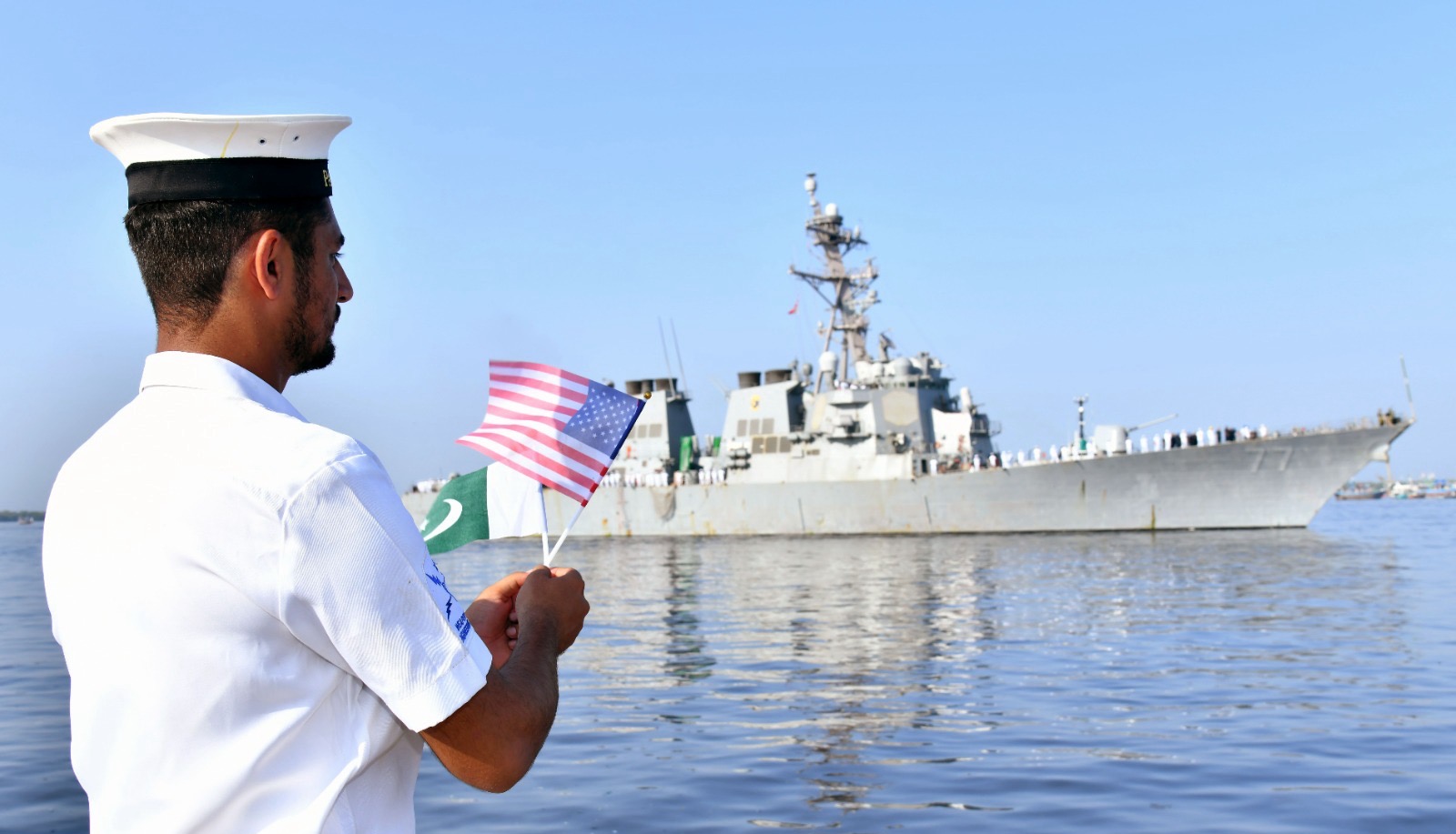 *PAKISTAN AND US NAVY CONDUCTED BILATERAL EXERCISE IN ARABIAN SEA* Karachi, 12 Oct 24: US Navy Ship USS O' Kane visited Karachi and participated in a bilateral exercise at North Arabian sea with Pakistan Navy Ship BABUR. The exercise was aimed to enhance interoperability and demonstrate PN-USN resolve towards regional maritime peace. During the visit, Commanding Officer of USS O' Kane met Commander Pakistan Fleet Rear Admiral Abdul Munib to discuss matters pertaining to interoperability of both Navies and tactical proficiency in Maritime Operations. The visit and bilateral exercise reflect Pakistan Navy's commitment towards regional peace, stability and maritime order in collaboration with seasoned global partners. These collaborations have proved befitting in countering menace of terrorism, piracy, narcotics and human trafficking in the region and beyond. Visit of US Navy Ship to Pakistan is a manifestation of deep rooted bilateral ties between both navies in general and nations in particular.