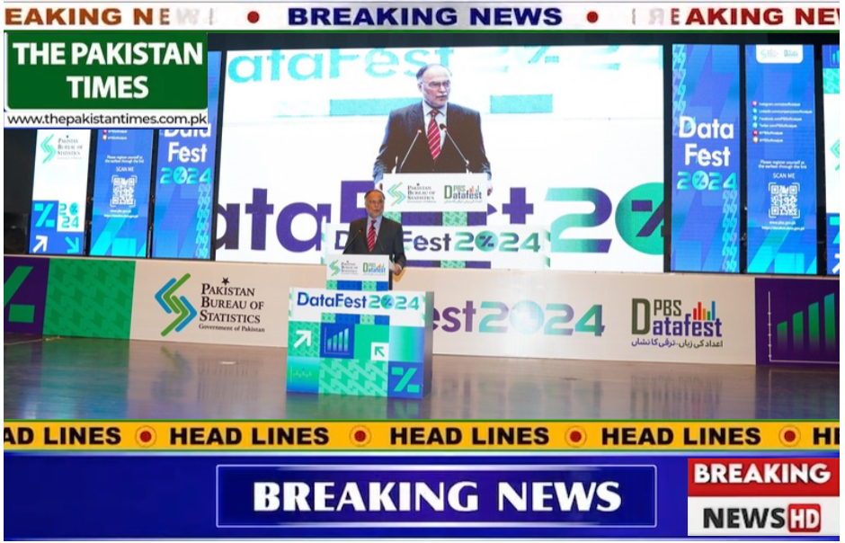 *Pakistan's youth has the passion to chart new paths to national progress through effective use of data: Ahsan Iqbal*

21 October 2024 

Islamabad: Federal Minister for Planning, Development and Special Initiatives, Ahsan Iqbal on Monday hoped that the annual volume of Pakistan’s economy will be $ 3 trillion and the country will be counted among the top 10 economies of the world in 100 years of independence in 1947.
In the current era, data-driven, knowledge economies are ruling the world, and data sets, data integration and Artificial Intelligence are significant for the sustainable economic development of any country, the Minister said.

Federal Minister for Planning, Development and Special Initiatives, Ahsan Iqbal said this while addressing the ‘Data Fest 2024, Organized by Pakistan Bureau of Statistics (PBS) in Pakistan China Friendship Centre today. Chairman NADRA Lieutenant, General, Muhammad Munir Afsar, Federal Secretary for Planning, Development and Special Initiatives, Owais  Manzoor Sumra, Chief Statistician, PBS, Naeem – ul – Zafar and representatives of federal and provincial ministries and other stakeholders participated in the ceremony.
He further said, “Today we have entered a world that is undergoing the most rapid changes in human history and people who have seen the huge innovations and development in modern time.”

Ahsan Iqbal said that in today's world modern data science drives the economic revolution in the world, and data analytics and advanced technology have fueled the modern economic development and digital revolution. He said that data science is the core of artificial intelligence, and its quality is the foundation of any economic theory and development in the modern world and for that, our economy needs very reliable data.

The Minister said that behind the economic development of any nation are 10 years of continuous policies, which pave the way for their development. He said that now the government is working on the next five-year plan and today when I read the Vision 2025 made in 2014, it seemed that we had written the same problems we are facing today in the country.

In 2017-18, Pakistan had overcome the issue of energy and terrorism, the country was moving fast with the China Pakistan Economic Corridor (CPEC), but today we are back to where we were in 2013. He said that for sustainable economic development in the country, we need continuity of policies to achieve our economic goals.

“Our economy needs reliable data, with which we can measure the direction of progress.”
Similarly, data sets are also required for business development and only the nations, businesses or individuals can use data in a better way can achieve their economic goals, he said. "I am happy that there are a large number of young people here today, who will determine their future through data science and youth should have the ability to use data properly. Our young generation is going to participate in an economic marathon race based on modern technology and data-driven economies” he said.

He further said "We have presented the positive side of Pakistan to the world through the three day’s head of the government meeting of ‘Shanghai Cooperation Organization’ in Islamabad.” He said that all economic indicators of the country are showing positive growth. The inflation rate is down at single digit and our youth have the potential to take Pakistan to a high position in the world.

While addressing the ceremony, Federal Secretary for Planning, Development and Special Initiatives, Owais Manzoor Samra said that data integration, visualization and cutting-edge technology are ways forward for the country’s sustainable economic development. Chief Statistician, PBS, Naeem – ul – Zafar said that today data science is leading every sector of the economy and in Pakistan data-driven economy must be for sustainable economic development.
Daya fest
Thepakistantimes
Dailytgepakistantikes
