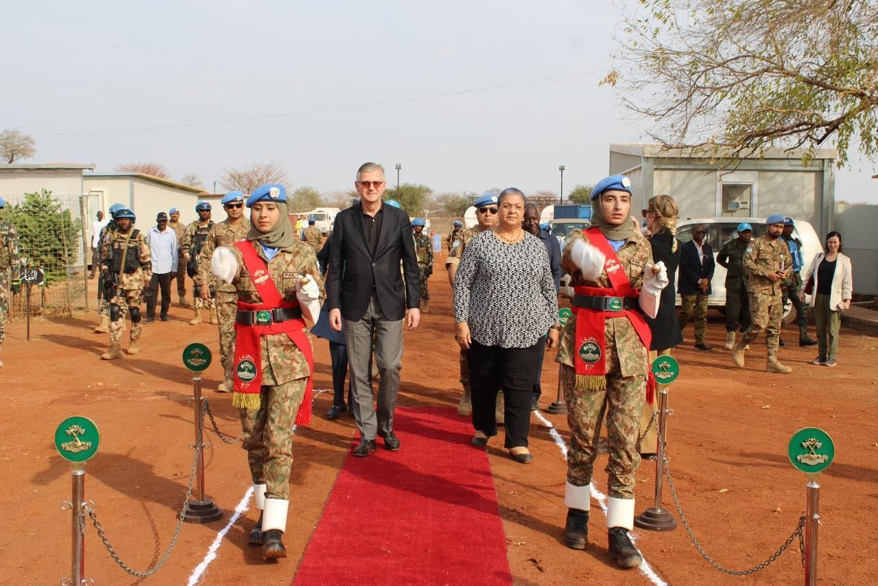 *The Permanent Mission of Pakistan to the United Nations*
*(Information Section)*
*****

*Press Release*

*UN Under-Secretary General visits the Pakistan Army Camp in Abeyi*

Mr. Jean-Pierre Lacroix, the Under-Secretary General for the UN Department of Peacekeeping Operations, together with Ms. Hanna Tetteh, Special Envoy to the Horn of Africa, visited the camp of Pakistan Battalion II (Pakbatt- ll) in Abeyi (UNISFA).

The Under-Secretary General and the Special Envoy laid the floral wreath at the martyrs ‘monument and observed one minute of silence to honour the memory of the fallen soldiers of Pakistan Army, especially Muhammad Tariq, who was martyred in the line of peacekeeping duty in January this year.  

The Unit Commander of the Pakistan Army briefed the visiting guests about the initiatives undertaken by the Pakistan battalion to ensure peace and stability in the area. They were also informed about the role and tasks being rendered by the female staff of the Pakistan Battalion in the allied areas such as healthcare in addition to maintenance of peace and stability.  

The UN Under-Secretary General held an interaction with the tribal leaders of the area. He lauded the efforts of the Pakistan Army to maintain peace and stability. He also recalled his recent visit to Wagha border Lahore. He expressed his deep sense of grief and sorrow on the loss of precious lives of the Pakistani peacekeepers, especially Muhammad Tariq, who rendered sacrifice in the service of peace. 

The visiting two-member delegation was also briefed about the efforts of Pakistan to promote religious harmony with special reference to the establishment of Kartarpur Corridor. The special envoy showed her keen interest in personally visiting the Corridor. 

The delegation was driven through the camp and was deeply impressed by the band display of the Army Unit. The local kids of the area organized a cultural show followed by exchange of souvenirs. 

The USG also asked about the history of the Unit.

It may be recalled that Pakistani peacekeeper, Sepoy Muhammad Tariq, embraced martyrdom in January, while four other soldiers were injured in the attack. All of them belonged to the same battalion. 

So far 181 Pakistani peacekeepers have laid their life during the peacekeeping missions under the UN Umbrella, which is the highest figure among the troop-contributing countries. 
February 22, 2024
New York

The pakistan Times
Pakistan Times
