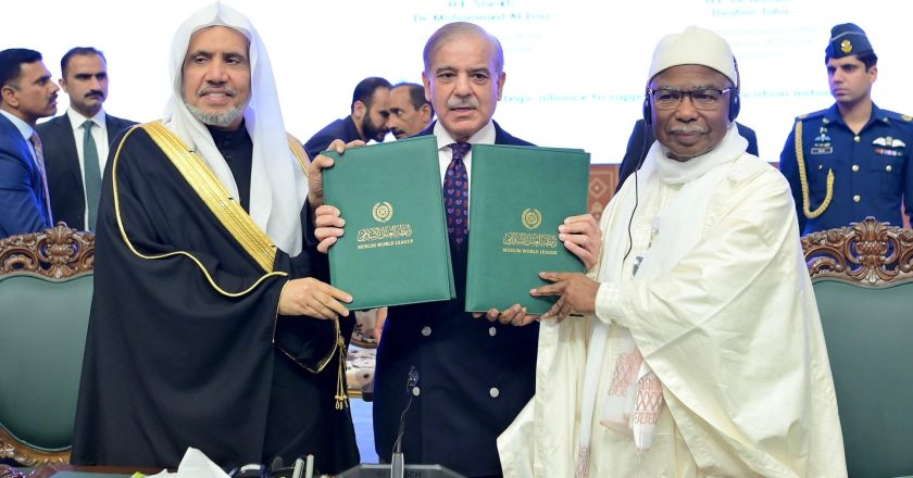 Prime Minister Muhammad Shehbaz Sharif witnesses the exchange of MoUs between Muslim World League and OIC, at the International Conference on Girls’ Education in Islamabad