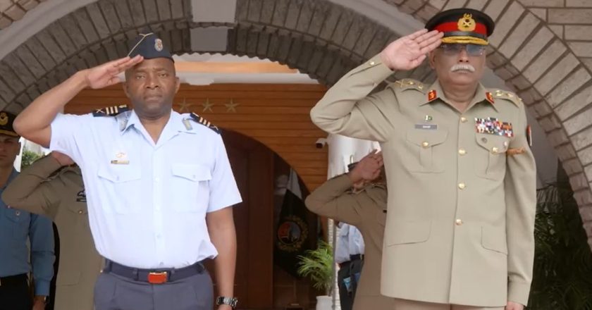 Chief of the Air Force, South Africa called on General Sahir Shamshad Mirza, NI (M), Chairman Joint Chiefs of Staff Committee (CJCSC), at Joint Staff Headquarters: ISPR