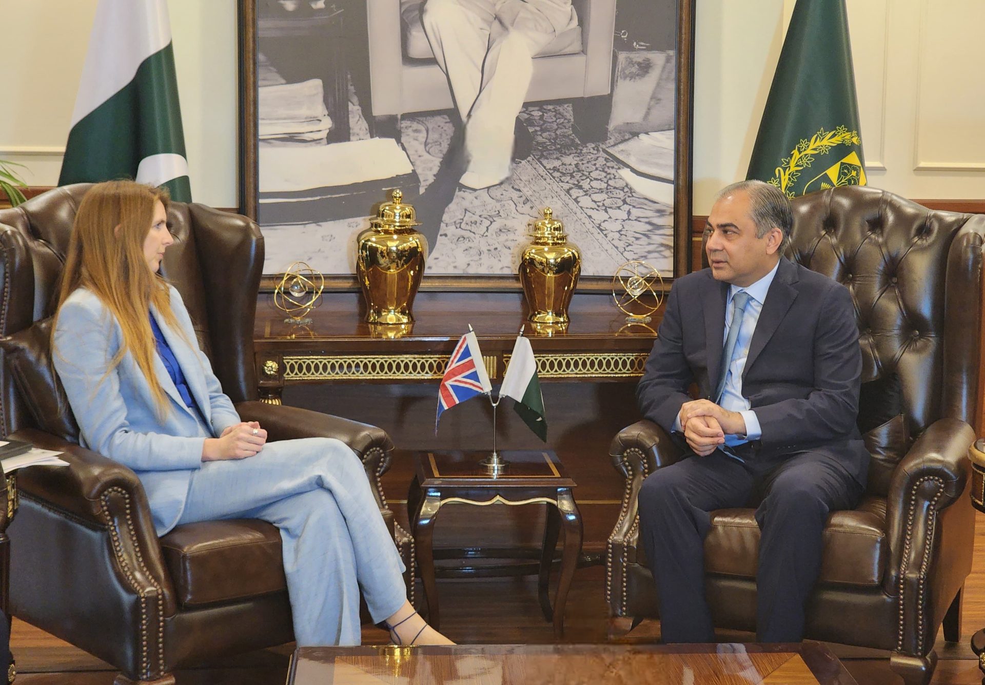 Here’s a polished version of your draft as a press release:---**Press Release**
*Islamabad, August 28, 2025***Interior Minister Mohsin Naqvi Meets British High Commissioner Jane Marriott**Federal Interior Minister Mohsin Naqvi held a meeting with the British High Commissioner to Pakistan, Ms. Jane Marriott, in Islamabad today. The two sides discussed Pakistan–UK relations and explored ways to strengthen bilateral cooperation in a wide range of areas.Discussions focused on expanding collaboration in counter-terrorism, counter-narcotics, border security, and combating human trafficking. Both leaders reaffirmed their commitment to enhancing institutional linkages and working together on shared security challenges.High Commissioner Jane Marriott congratulated Interior Minister Mohsin Naqvi on being conferred with the Nishan-e-Imtiaz and extended her best wishes. She also expressed deep sorrow over the loss of precious lives in Pakistan due to recent floods and rains, offering heartfelt condolences to the bereaved families.Interior Minister Mohsin Naqvi underlined Pakistan’s unwavering stance as a proponent of peace and its firm condemnation of terrorism in all its forms and manifestations. He noted that the United Kingdom is an important partner in Pakistan’s path to progress and development. The Minister further emphasized Pakistan’s resolve to enhance bilateral cooperation with the UK in all areas of mutual interest.---Do you want me to make it **short and formal** (government style, under 200 words) or **slightly detailed and diplomatic** (with more narrative flow)?The Pakistan times
