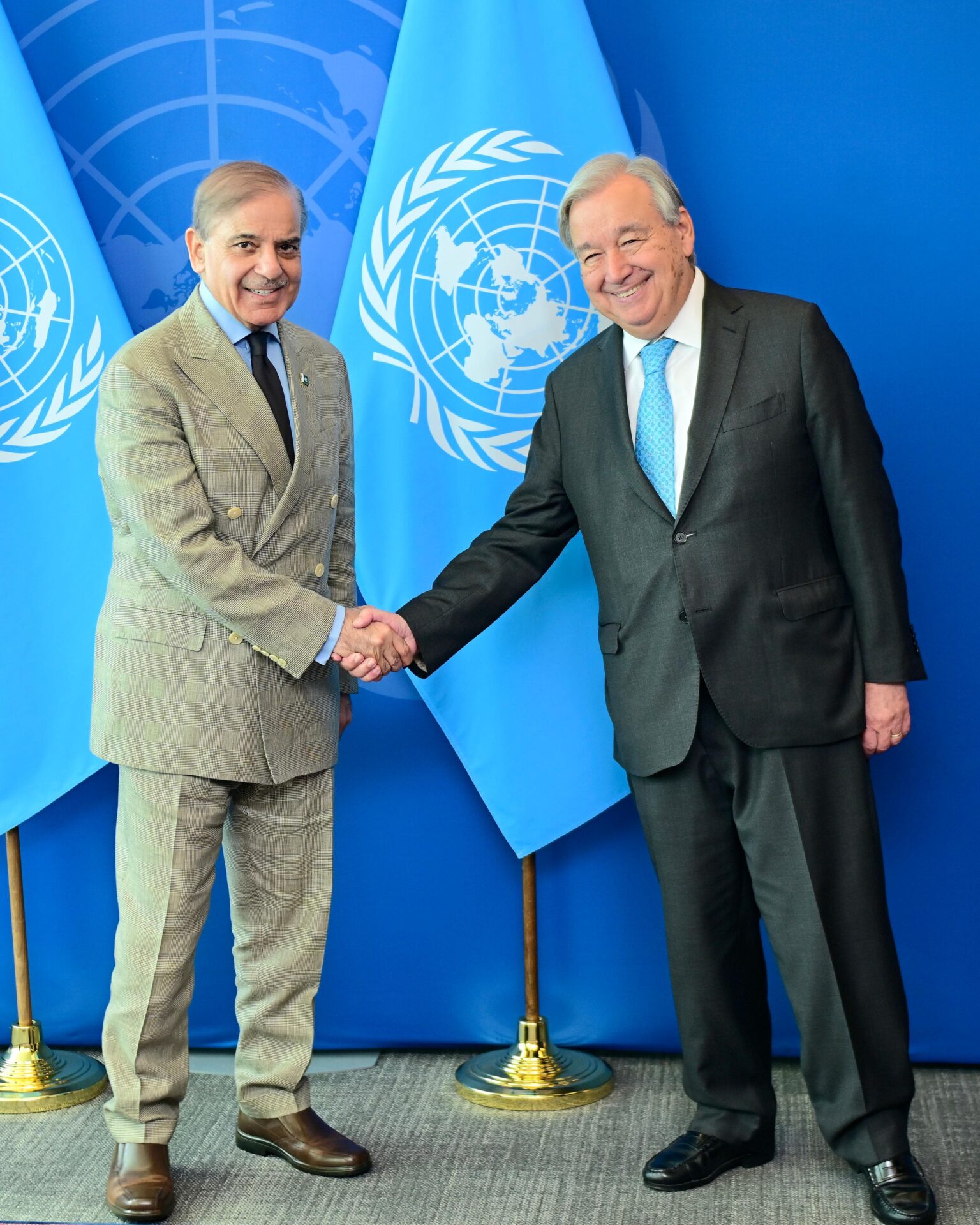 Here’s your draft reshaped into a clear **press release format**:---**Press Release****Prime Minister Meets UN Secretary-General António Guterres on Sidelines of UNGA 80th Session****New York, September 28, 2025** — Prime Minister Muhammad Shehbaz Sharif today met United Nations Secretary-General Mr. António Guterres on the sidelines of the 80th Session of the UN General Assembly.The meeting was held in a warm and cordial atmosphere. The Prime Minister reaffirmed Pakistan’s strong commitment to multilateralism, with the United Nations at its core, in addressing today’s most pressing global challenges. He appreciated the Secretary-General’s remarkable leadership in promoting international peace, stability, and inclusive global governance, particularly in amplifying the voice of developing countries.The Prime Minister thanked the Secretary-General for acknowledging Pakistan’s rescue and relief efforts during last year’s devastating floods. He highlighted the urgent need for concerted global action, including mobilization of additional climate finance, to mitigate the severe impacts of climate change on vulnerable countries such as Pakistan.The Prime Minister also raised issues of critical national and regional importance, including the Jammu and Kashmir dispute, violations of the Indus Waters Treaty, and externally sponsored terrorism. He reiterated Pakistan’s call for a just and peaceful settlement of the Jammu and Kashmir dispute in line with UN Security Council resolutions, and commended the Secretary-General’s efforts towards de-escalation of tensions between Pakistan and India.On the situation in Gaza, the Prime Minister expressed deep concern over the worsening humanitarian crisis. He reaffirmed Pakistan’s support for an immediate ceasefire, unhindered humanitarian access, and a credible political process leading to a viable and independent Palestinian state.Reiterating Pakistan’s commitment to constructive engagement as a member of the UN Security Council, the Prime Minister assured that Pakistan would continue to play its role in promoting international peace and security.The Secretary-General lauded Pakistan’s strong and principled voice at the United Nations, including its vital contributions at the Security Council. Both sides agreed on the importance of strengthening the UN’s indispensable role in advancing global peace, stability, and development.---Do you want me to make this **more concise** (1-page media-style) or keep it **detailed diplomatic format** as above?The pakistan times
