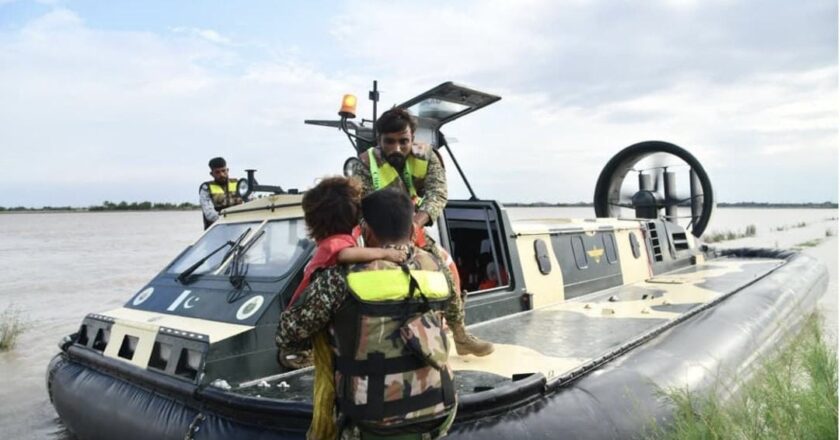 PAKISTAN NAVY CONDUCTS EXTENSIVE RESCUE OPERATIONS IN FLOOD HIT AREAS ACROSS THE COUNTRY