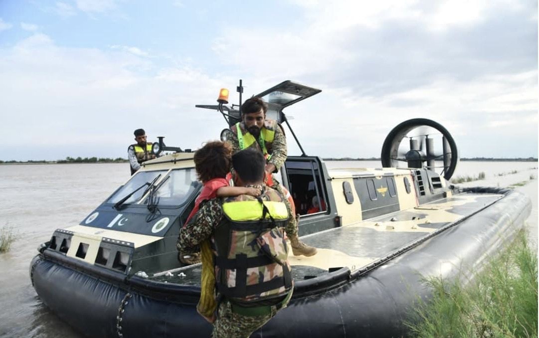 PAKISTAN NAVY CONDUCTS EXTENSIVE RESCUE OPERATIONS IN FLOOD HIT AREAS ACROSS THE COUNTRY