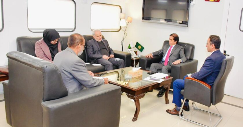 Iranian Ambassador Dr. Reza Amiri Moghaddam calls on Federal Minister for Railways Muhammad Hanif Abbasi